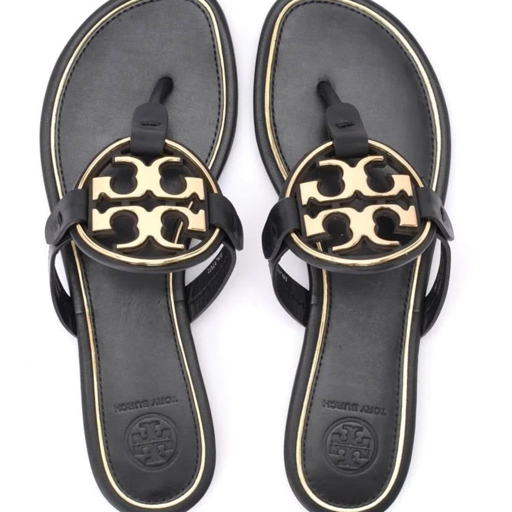 Tory Burch Miller Sandals Black + Gold